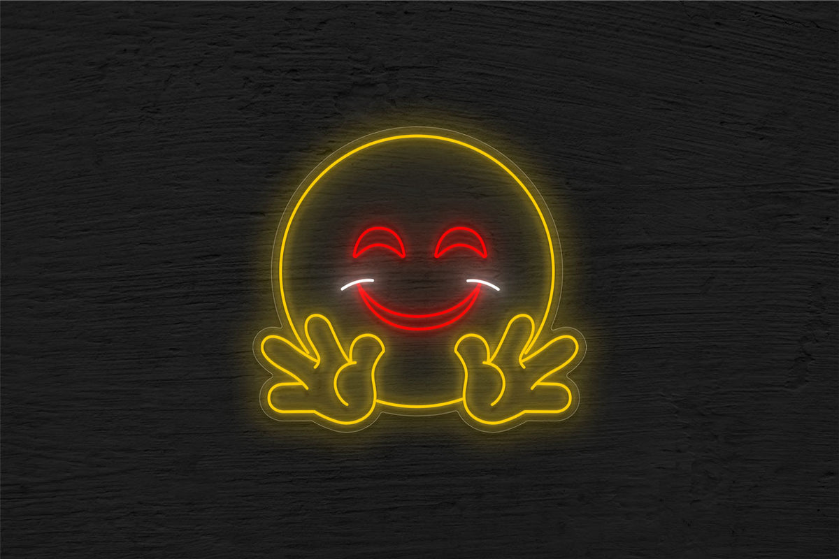 Smiling with open hands Emoji LED Neon Sign