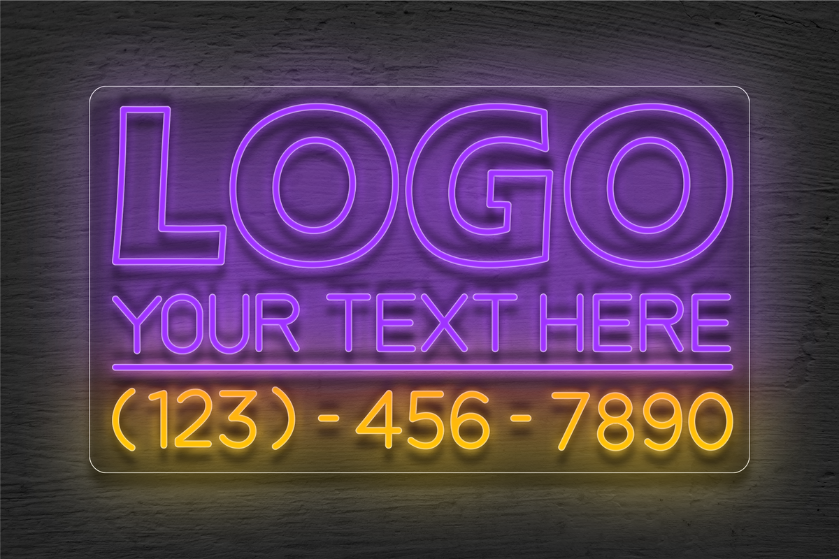 Custom LOGO Text and Phone Number LED Neon Sign