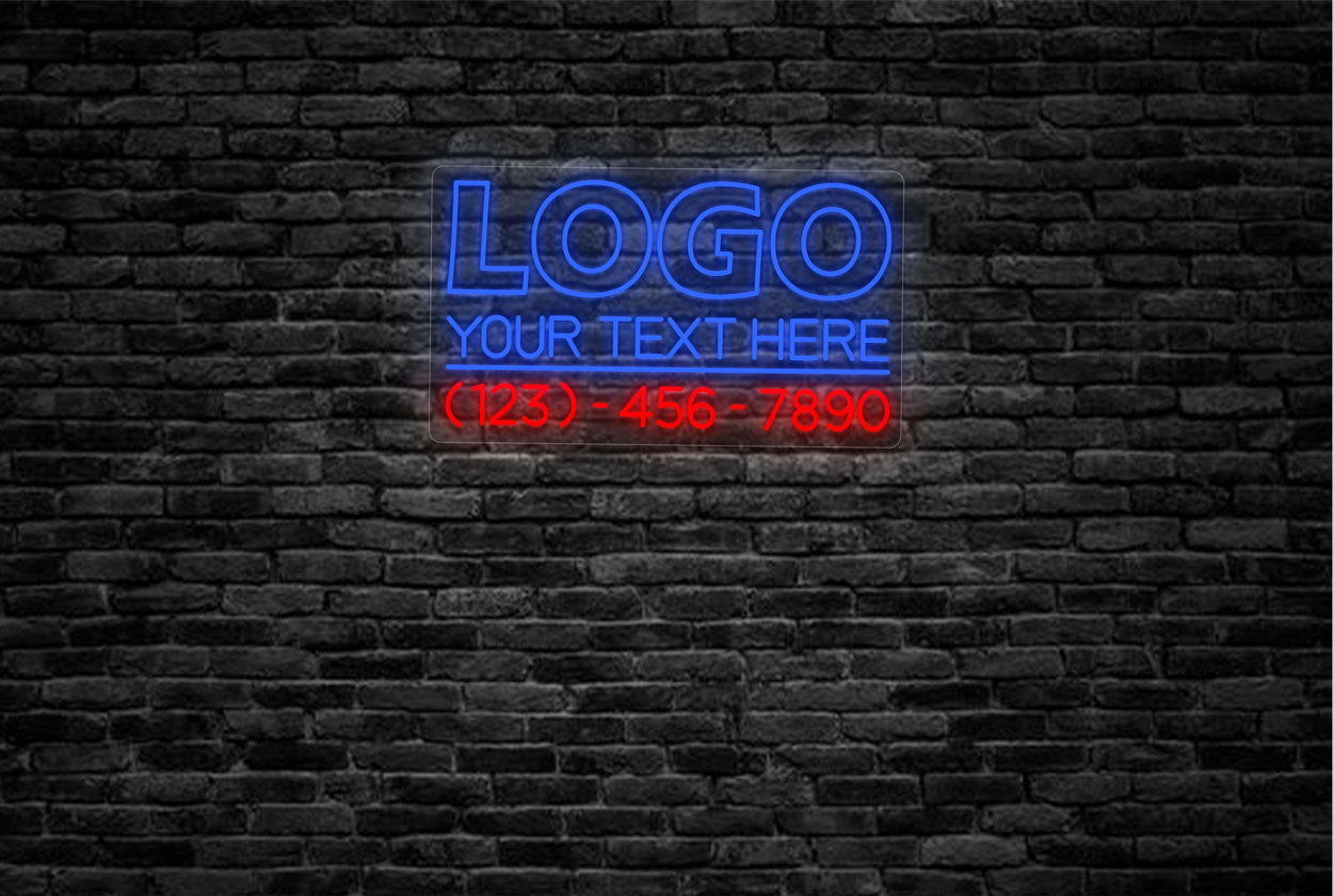 Custom LOGO Text and Phone Number LED Neon Sign