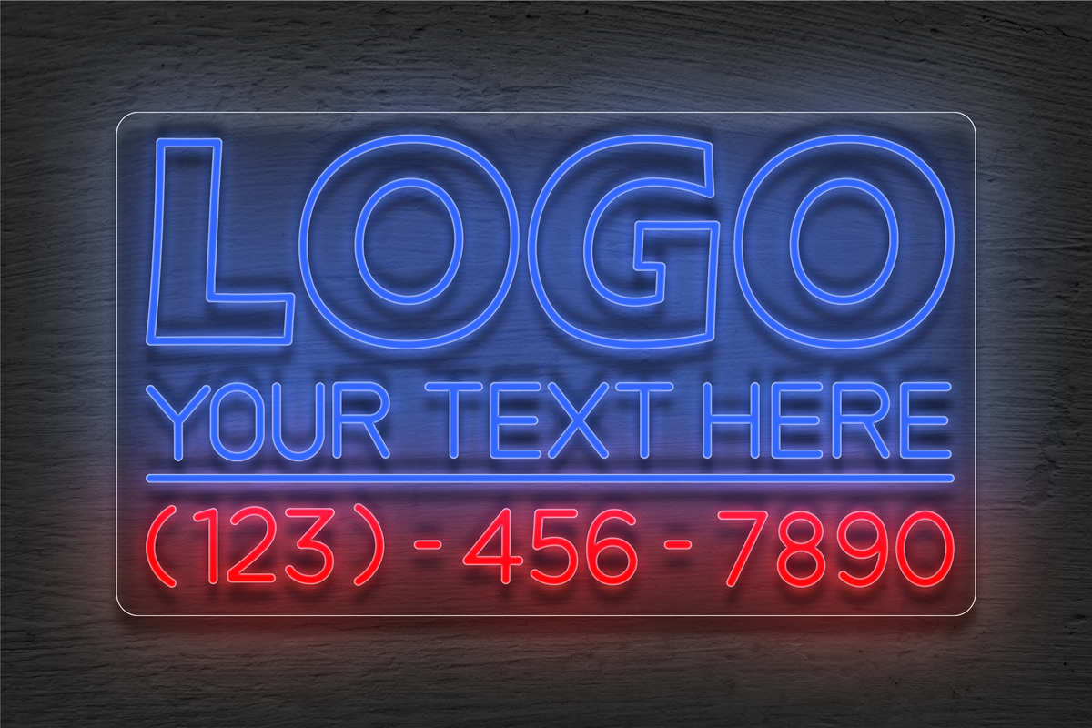 Custom LOGO Text and Phone Number LED Neon Sign
