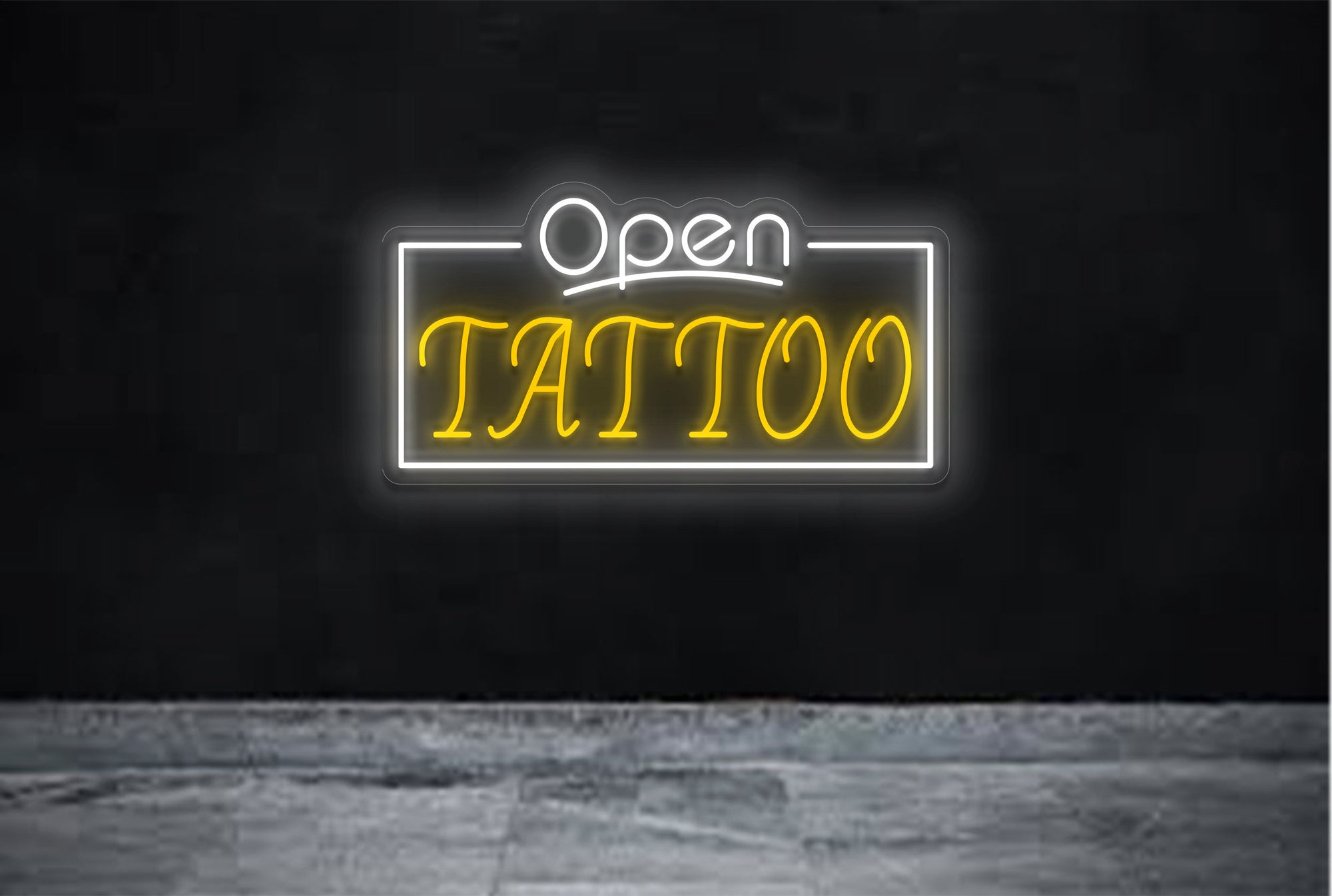 "Open Tattoo" with Border LED Neon Sign