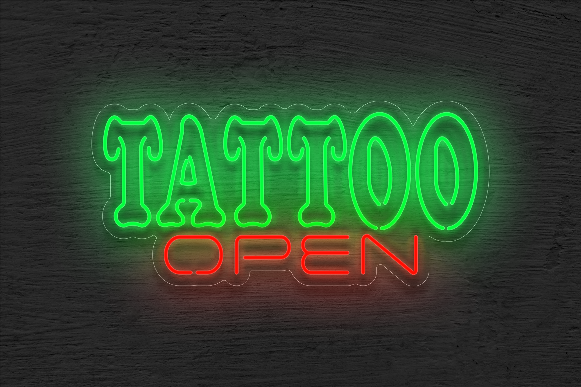 Outline "Tattoo OPEN" LED Neon Sign