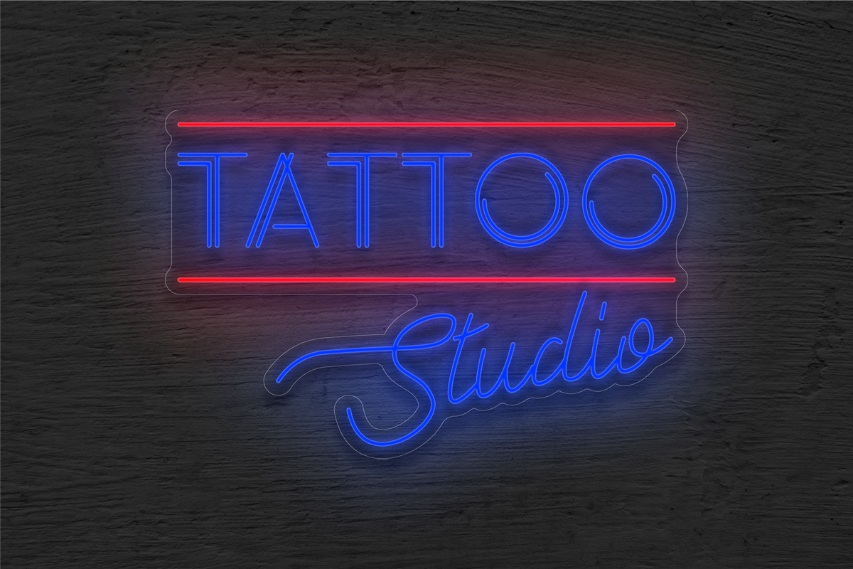 &quot;Tattoo Studio&quot; with 2 Lines LED Neon Sign