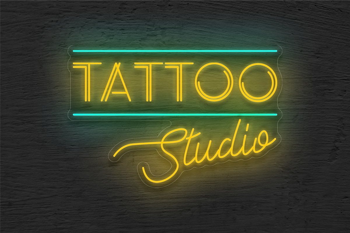 &quot;Tattoo Studio&quot; with 2 Lines LED Neon Sign