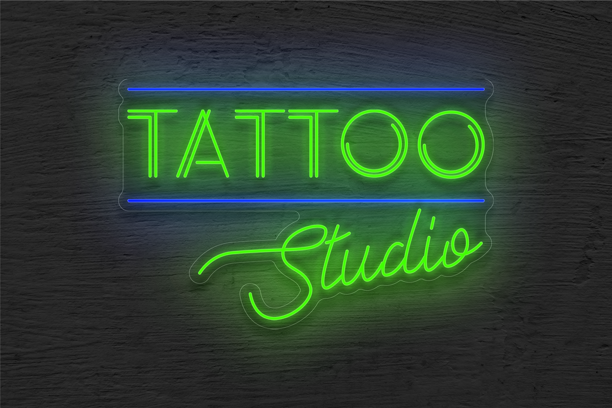 &quot;Tattoo Studio&quot; with 2 Lines LED Neon Sign