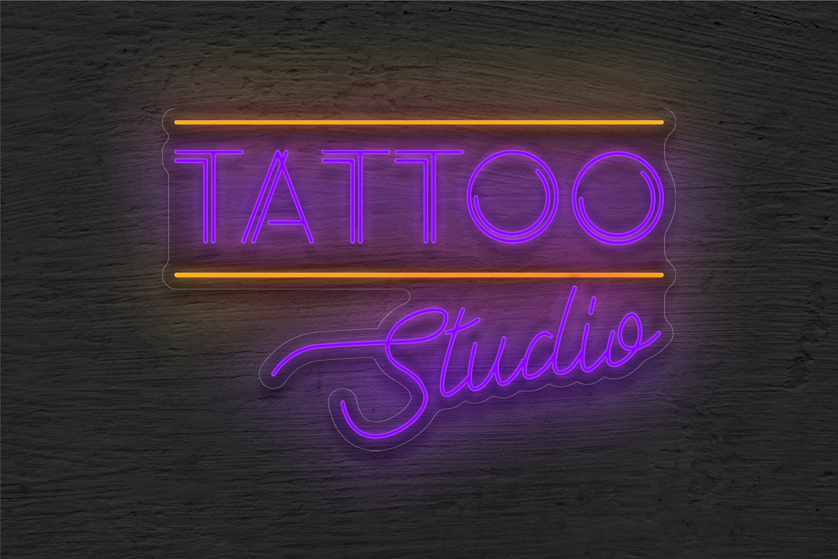 &quot;Tattoo Studio&quot; with 2 Lines LED Neon Sign