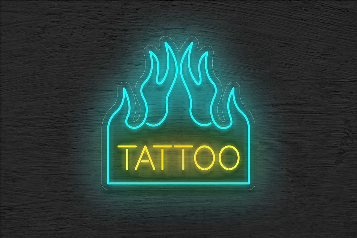 &quot;Tattoo&quot; with Fire Border LED Neon Sign