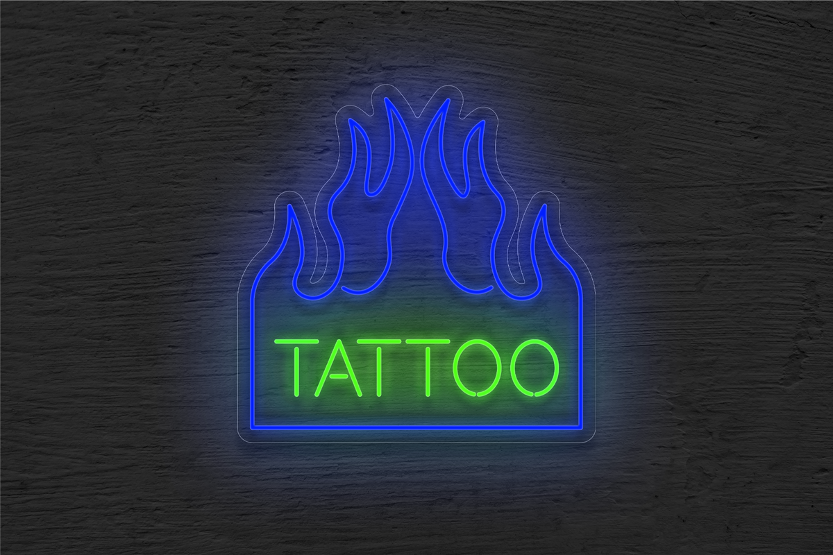 &quot;Tattoo&quot; with Fire Border LED Neon Sign