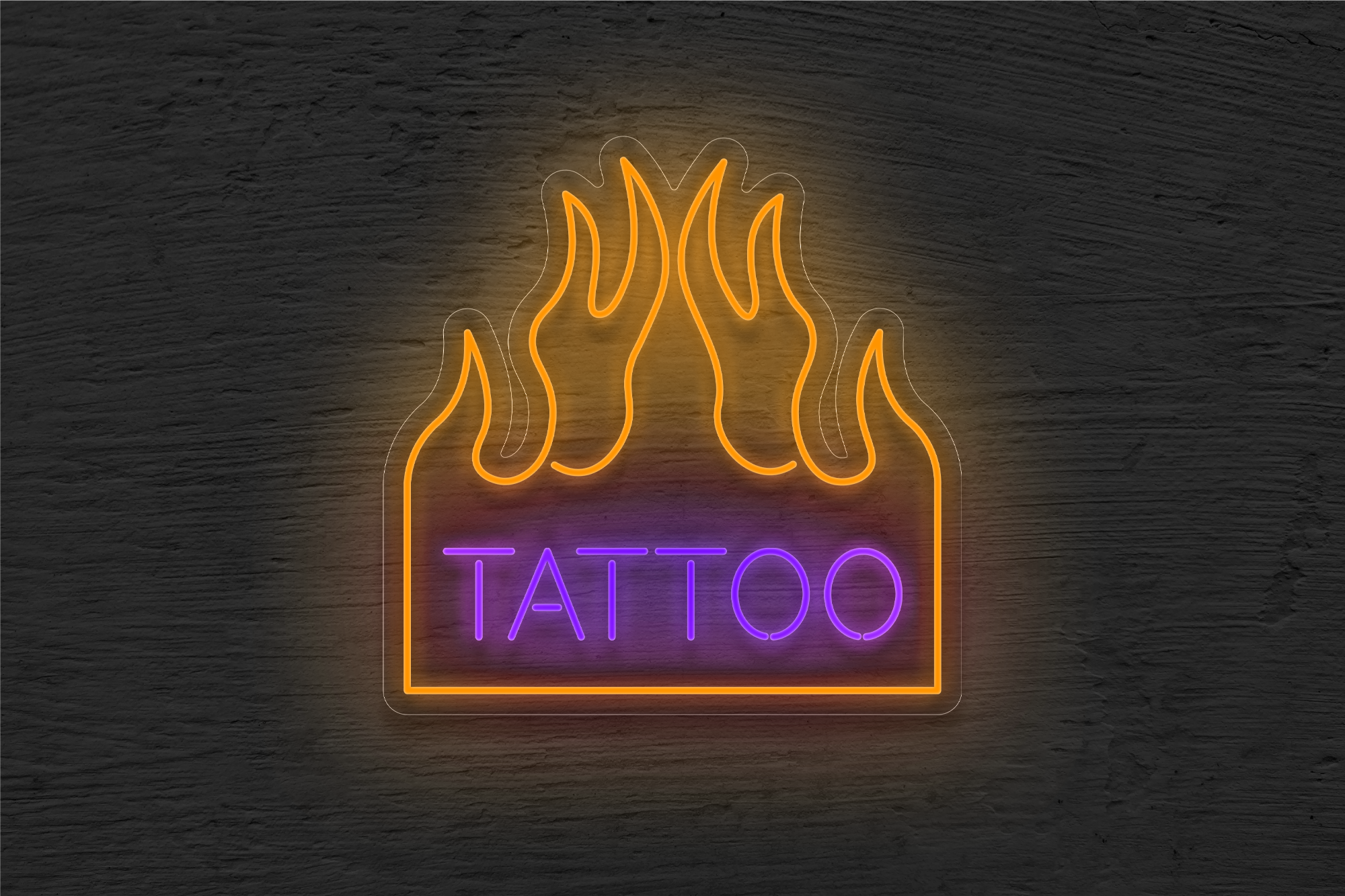 "Tattoo" with Fire Border LED Neon Sign