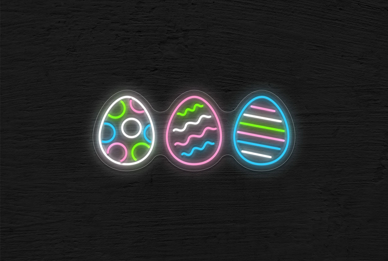 Three Multi-colored Eggs LED Neon Sign