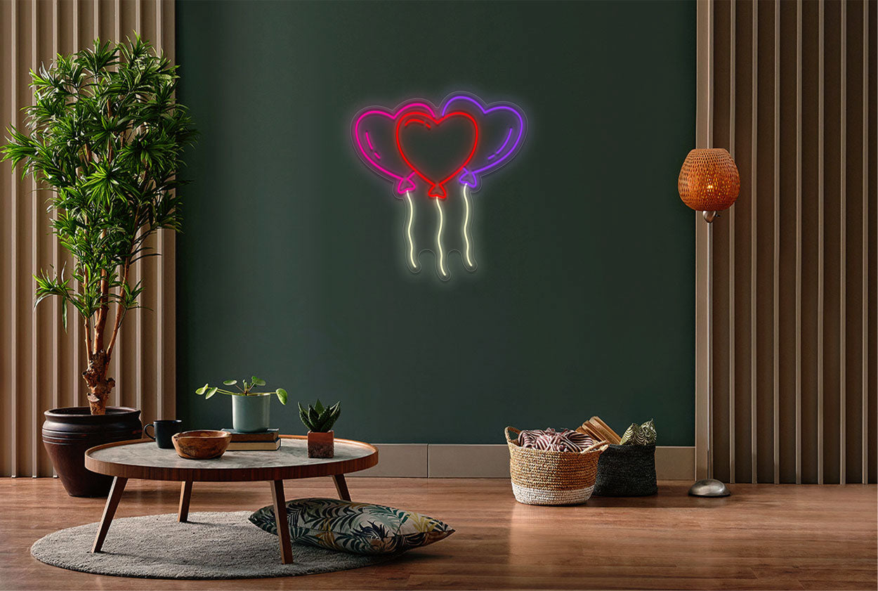 3 Heart Balloons LED Neon Sign