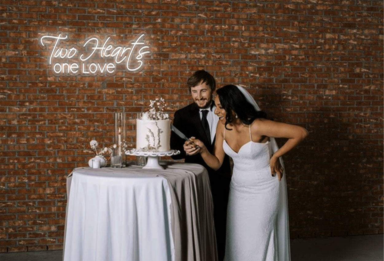 Two Hearts One Love LED Neon Sign | Wedding Neon