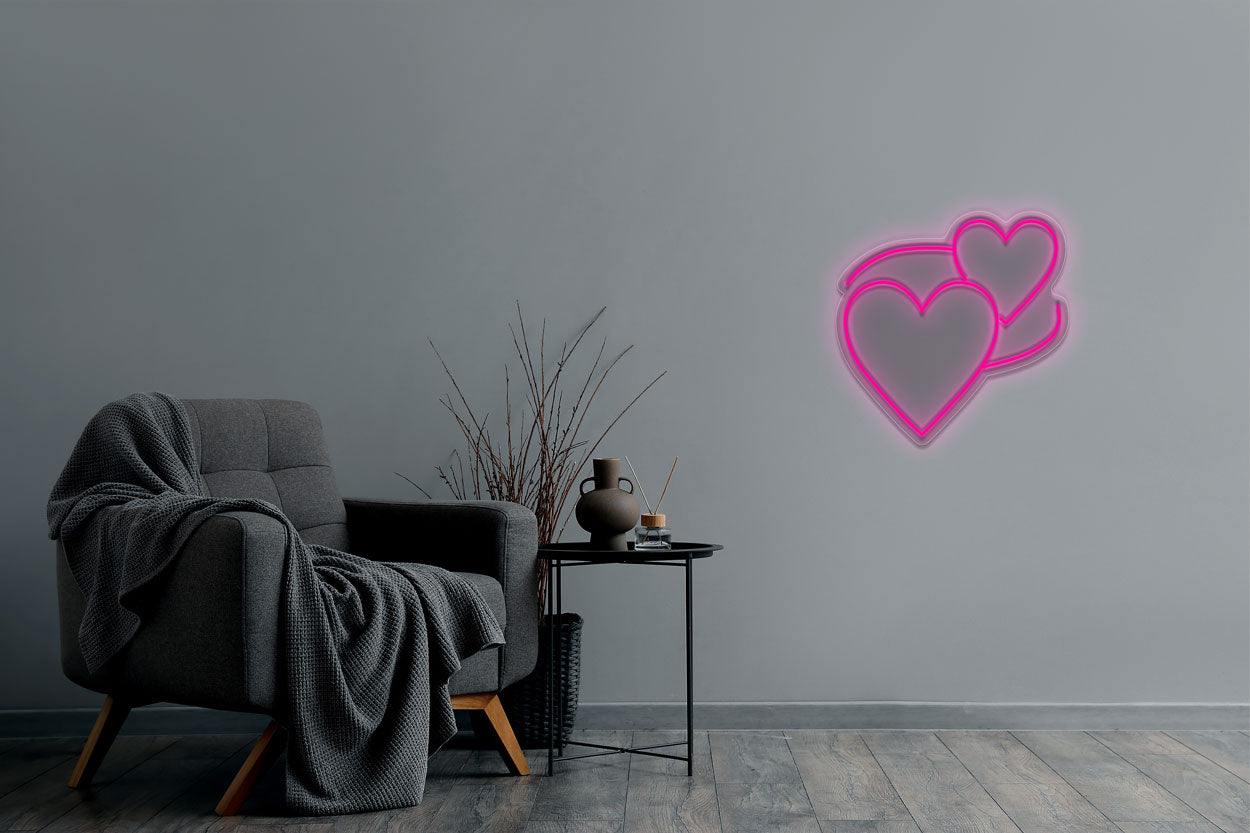 Two pink heart linked Emoji   LED Neon Sign