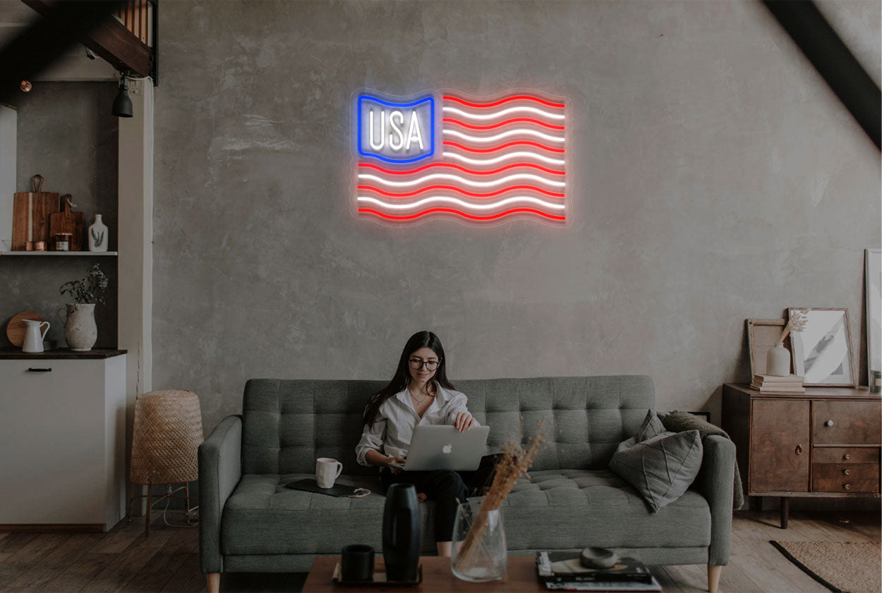 Buy Wavy USA Flag LED Neon Sign | Best Selling Neon Signs from Best Buy ...