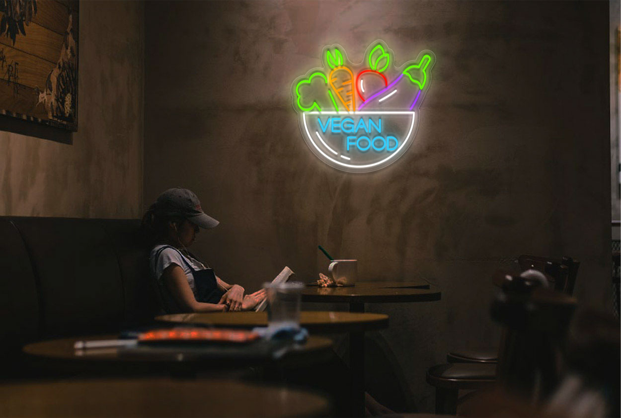 Vegan Food in a Bowl LED Neon Sign