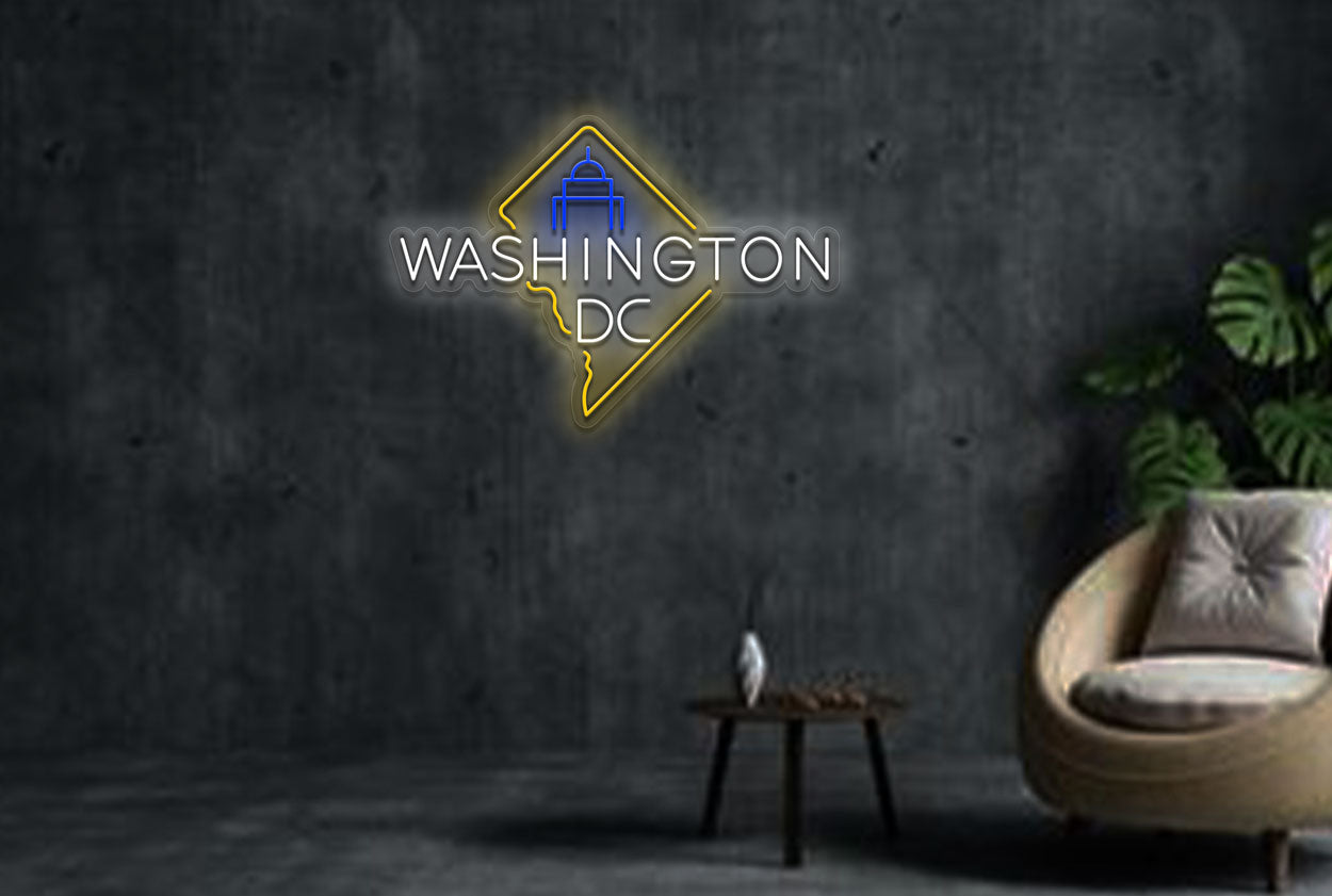 Washington DC Map LED Neon Sign