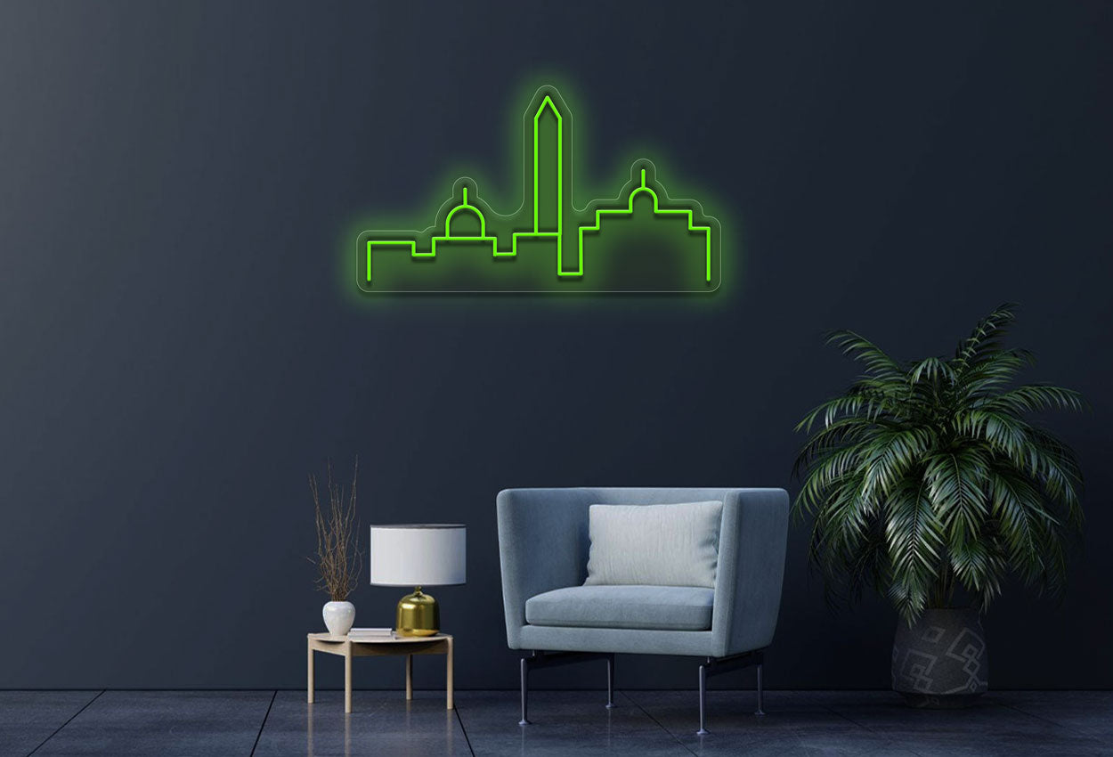 Washington DC Building Silhouette LED Neon Sign