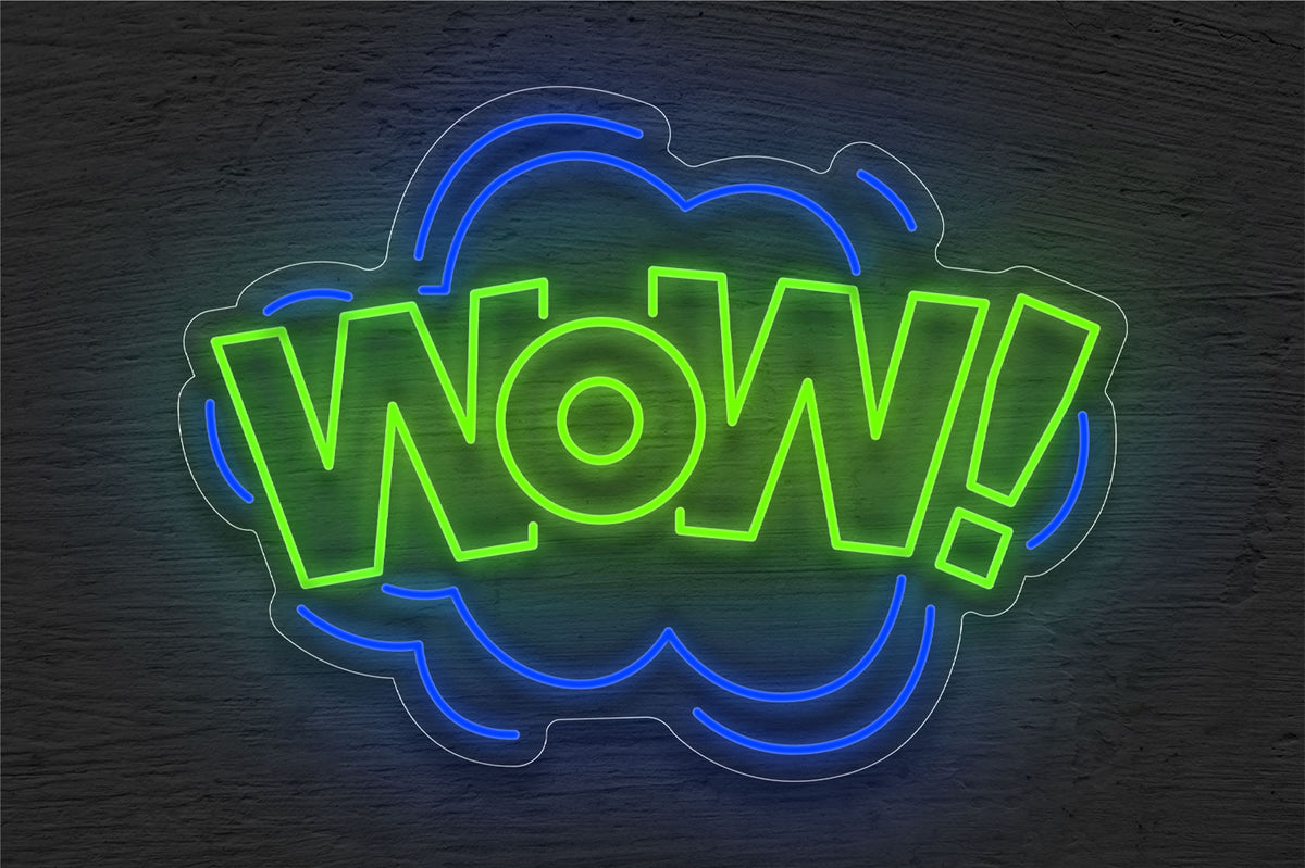 &quot;WOW&quot; with Cloud Border LED Neon Sign