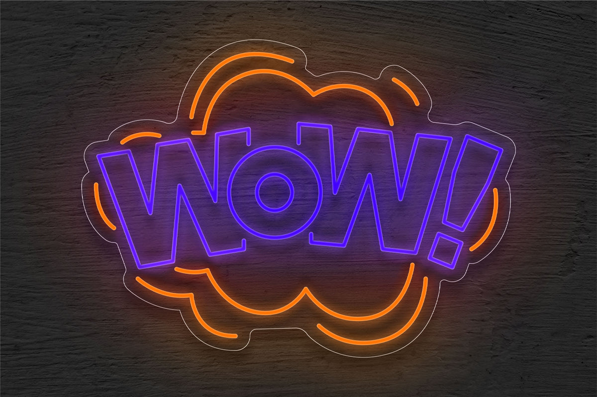 &quot;WOW&quot; with Cloud Border LED Neon Sign