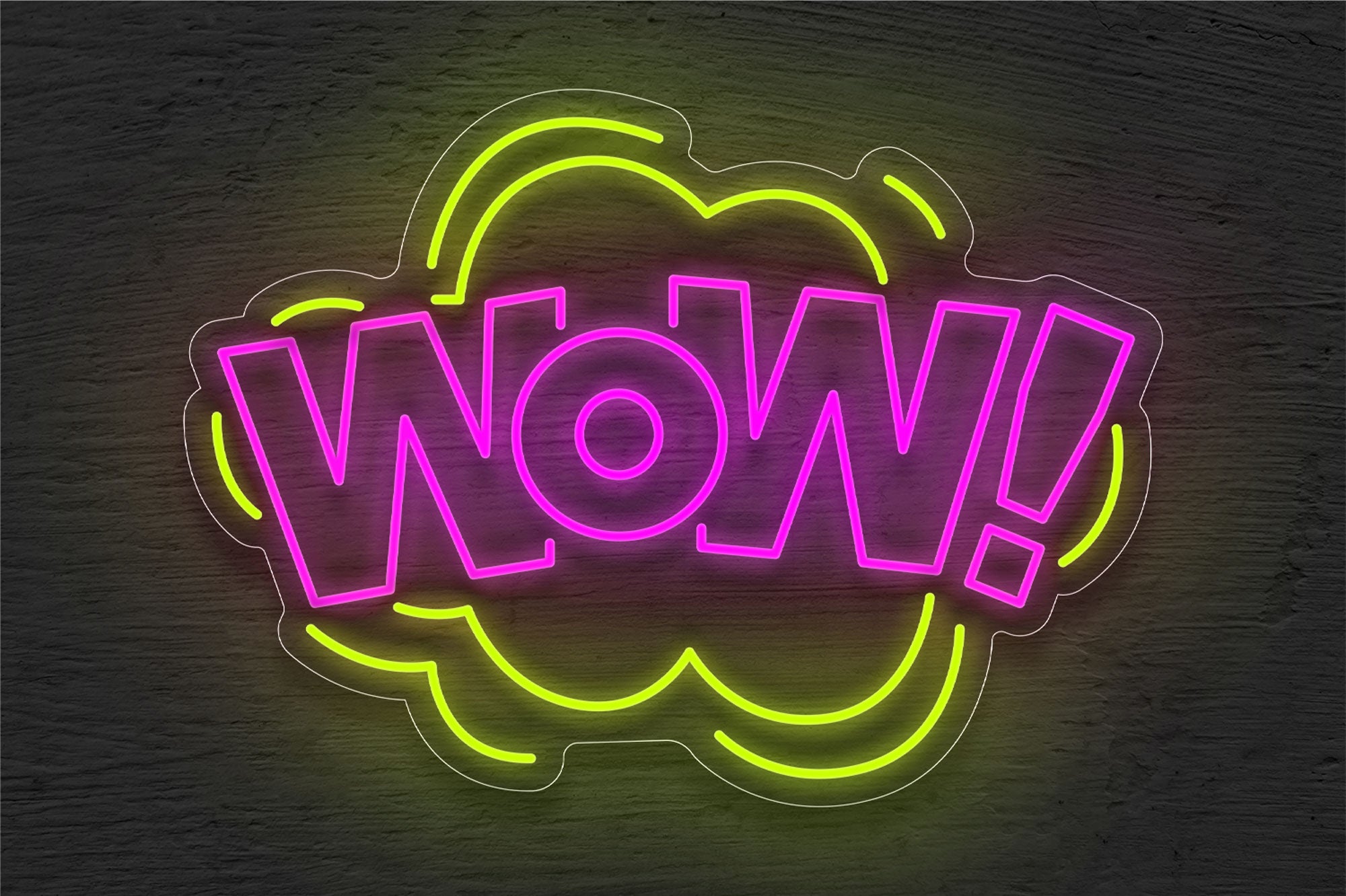 "WOW" with Cloud Border LED Neon Sign