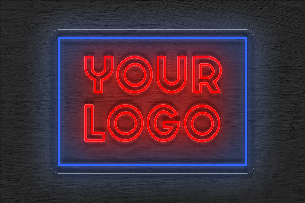 YOUR LOGO with Rectangular Border LED Neon Sign