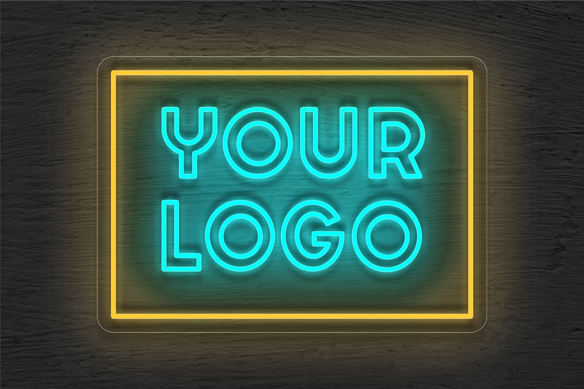 YOUR LOGO with Rectangular Border LED Neon Sign