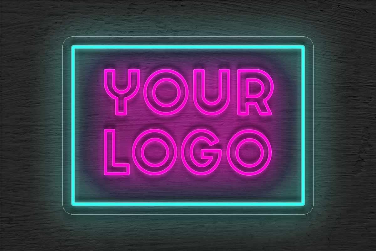 YOUR LOGO with Rectangular Border LED Neon Sign