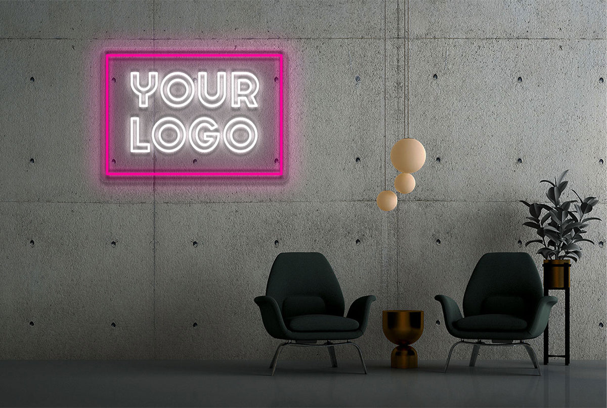 YOUR LOGO with Rectangular Border LED Neon Sign