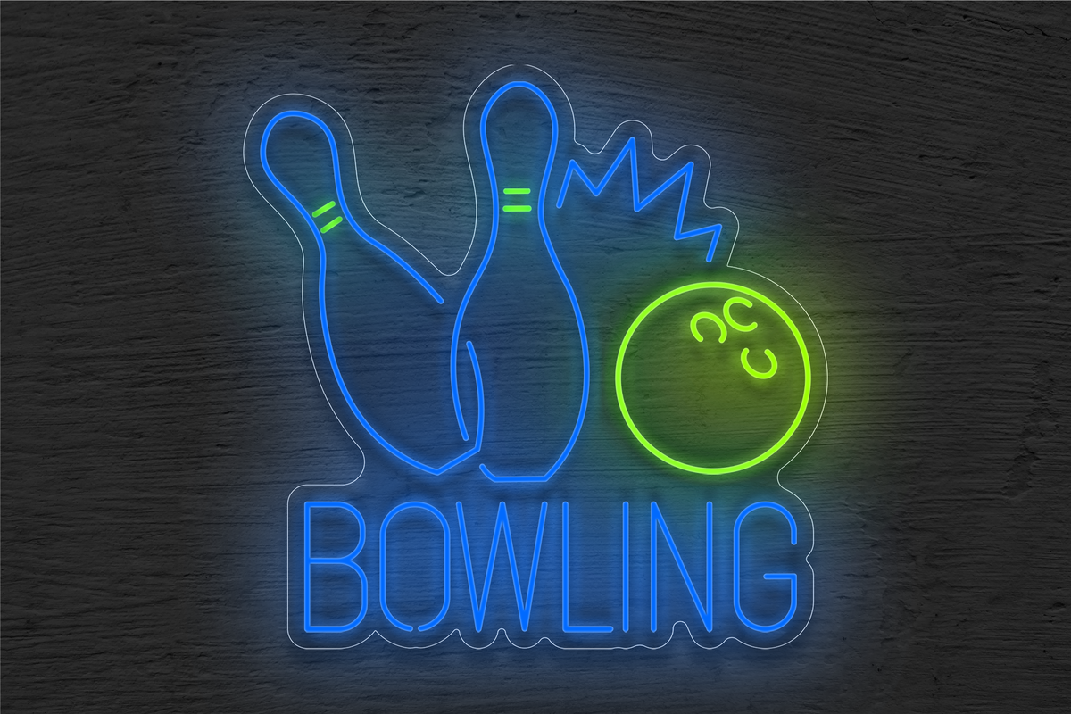 &quot;Bowling&quot; Pins and Ball LED Neon Sign