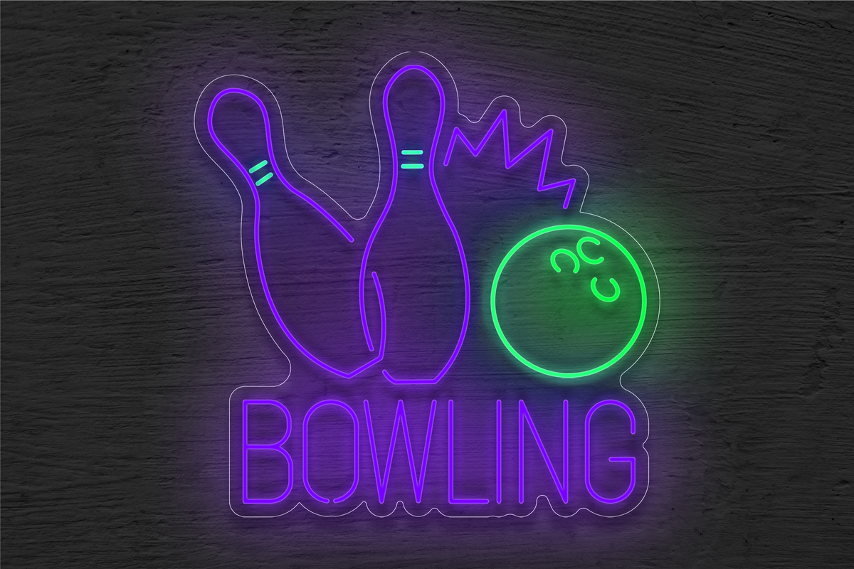 &quot;Bowling&quot; Pins and Ball LED Neon Sign