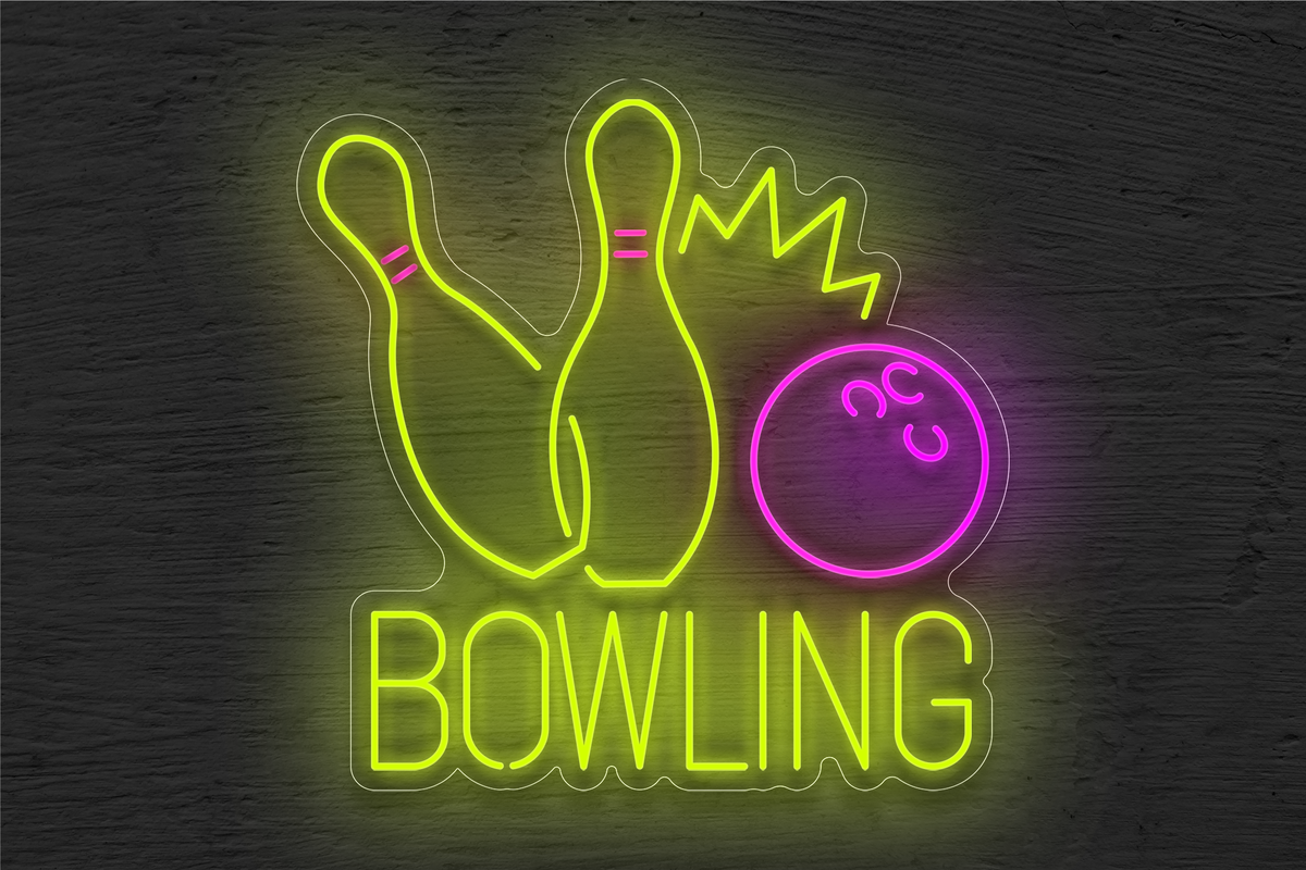 &quot;Bowling&quot; Pins and Ball LED Neon Sign