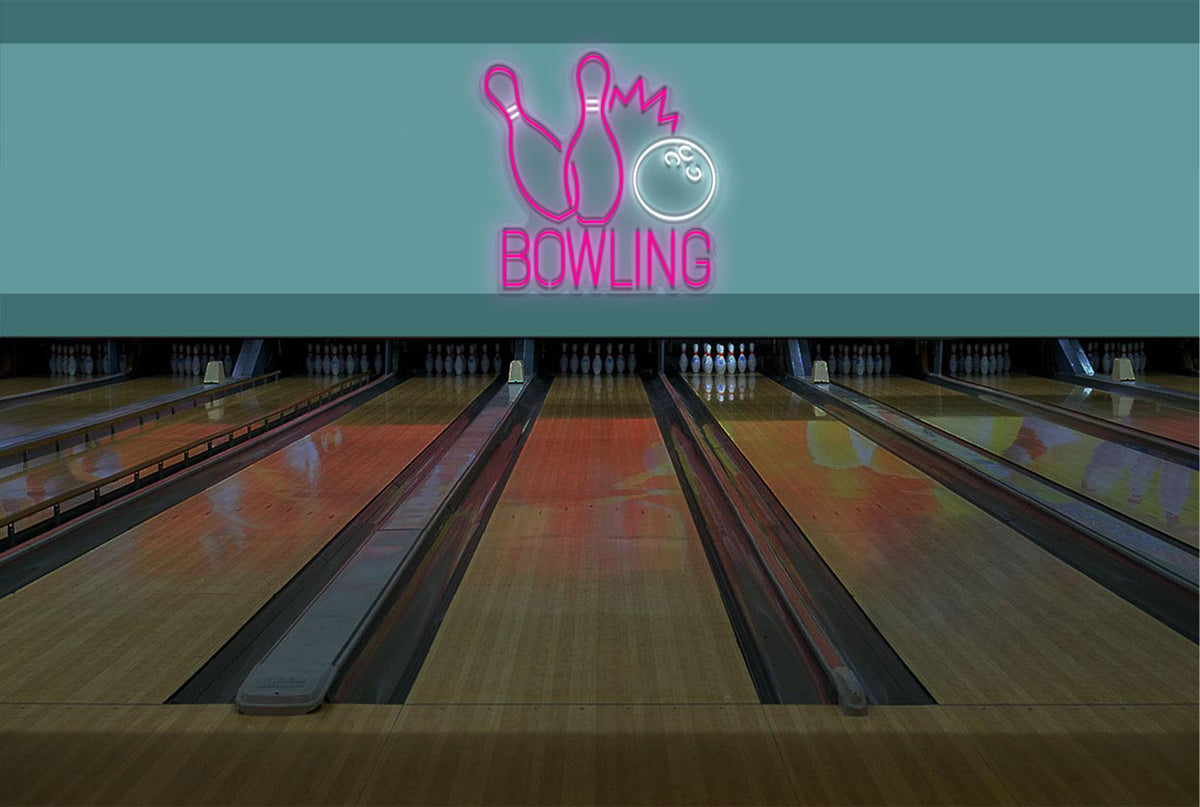 &quot;Bowling&quot; Pins and Ball LED Neon Sign