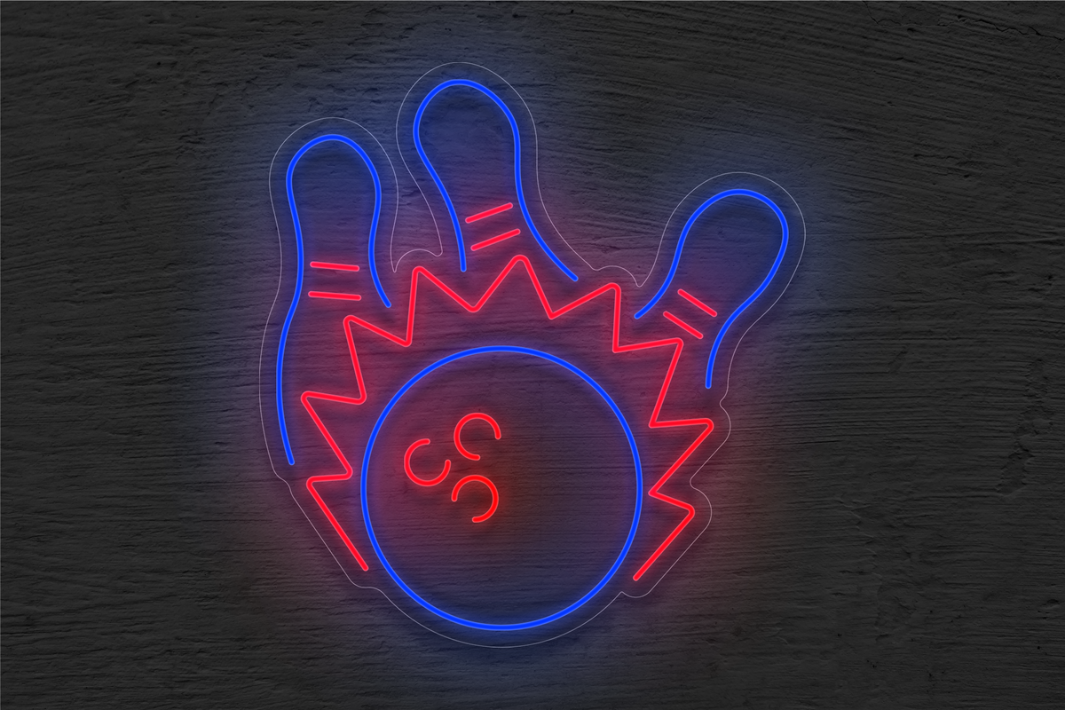 Bowling Ball and 3 Pins v2 LED Neon Sign