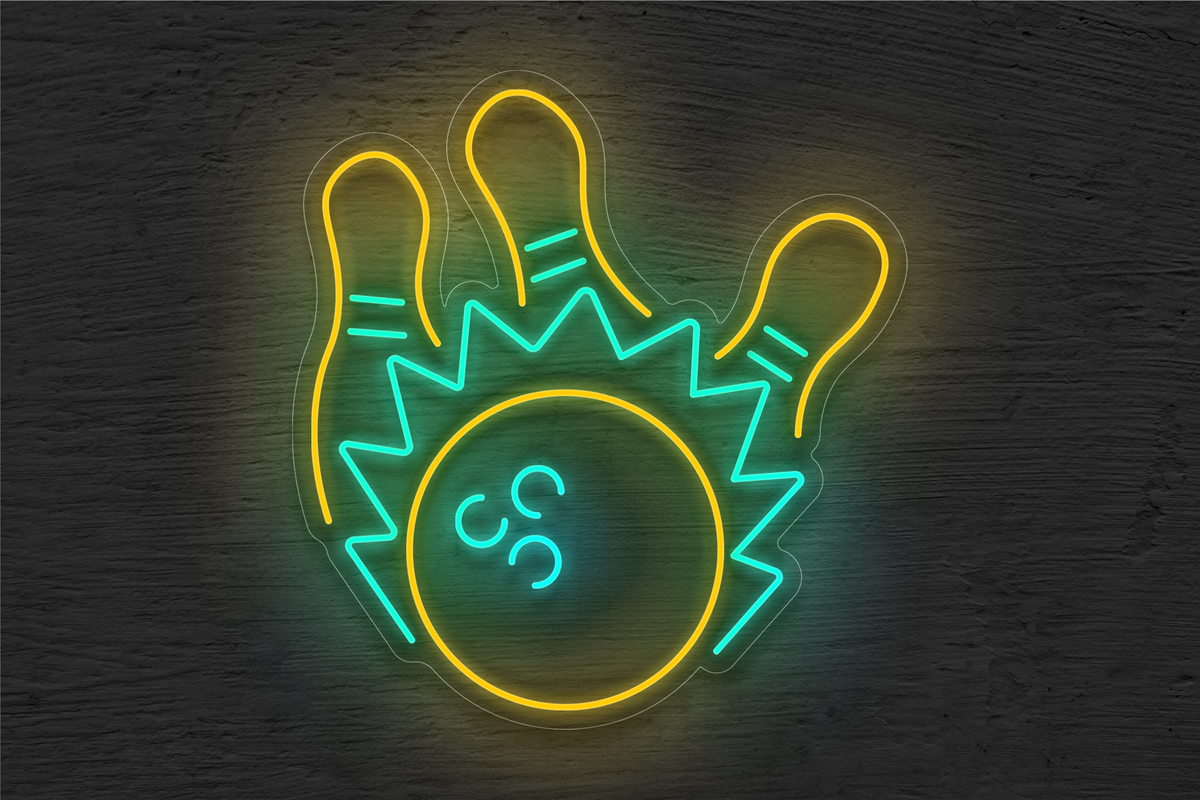 Bowling Ball and 3 Pins v2 LED Neon Sign