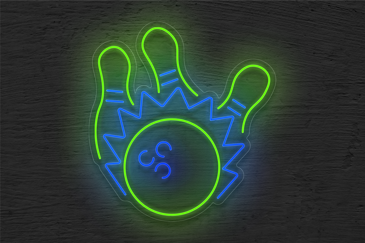 Bowling Ball and 3 Pins v2 LED Neon Sign