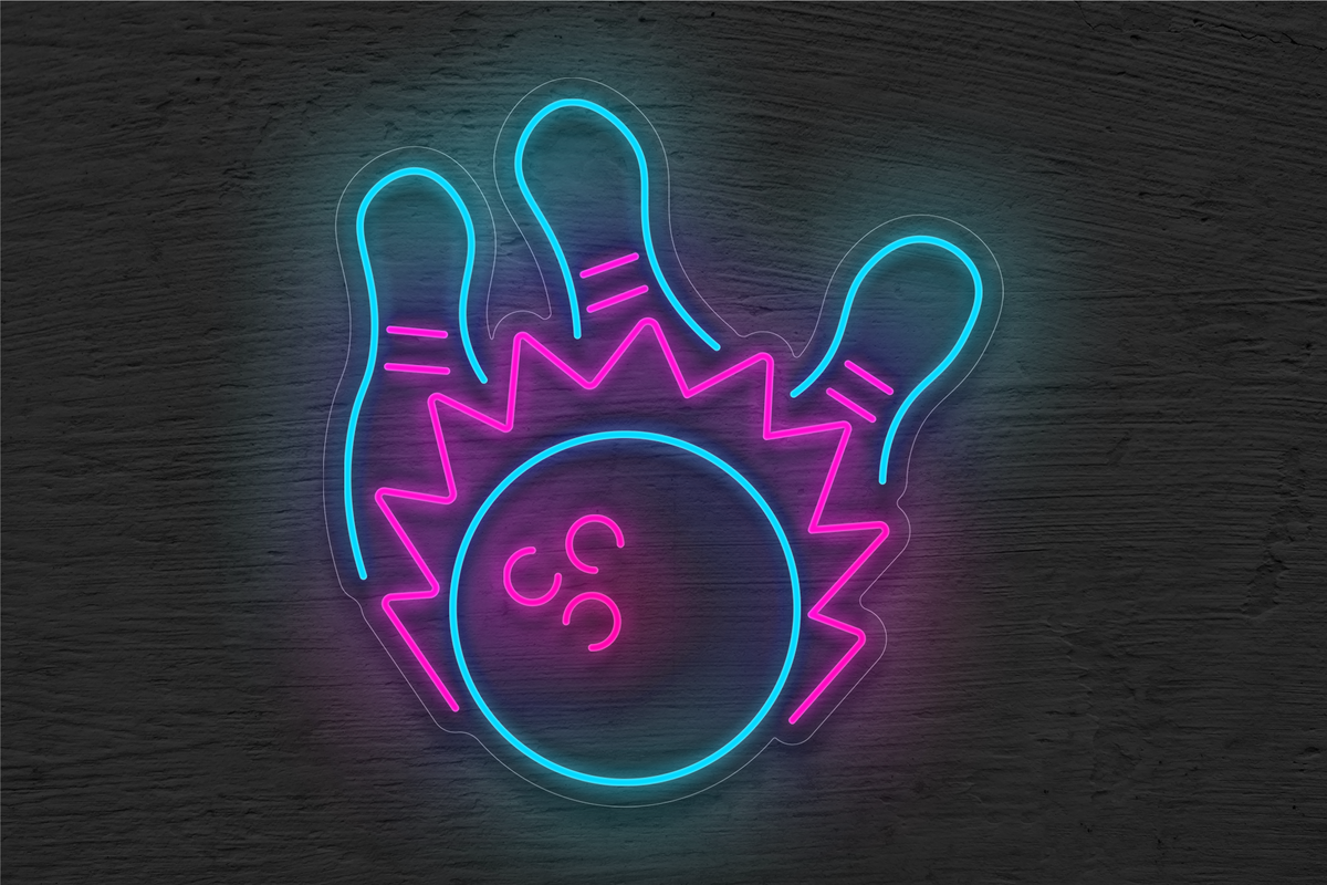 Bowling Ball and 3 Pins v2 LED Neon Sign