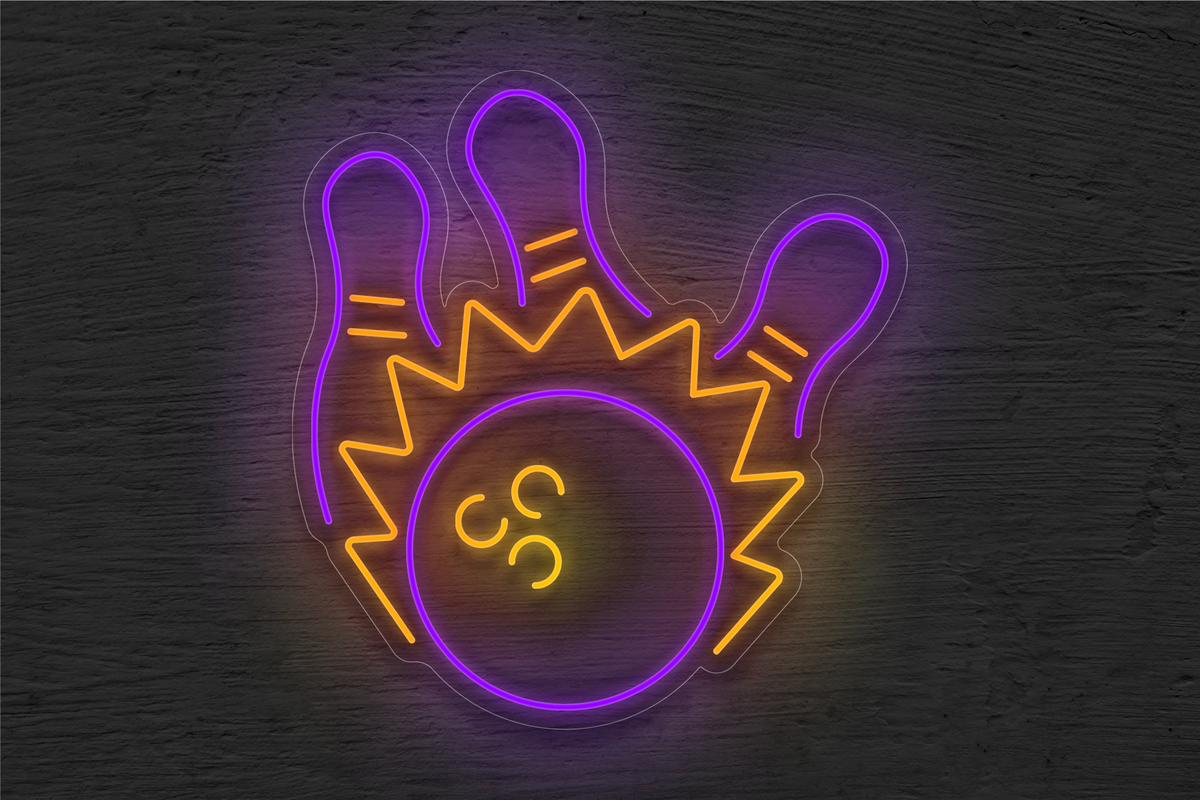 Bowling Ball and 3 Pins v2 LED Neon Sign
