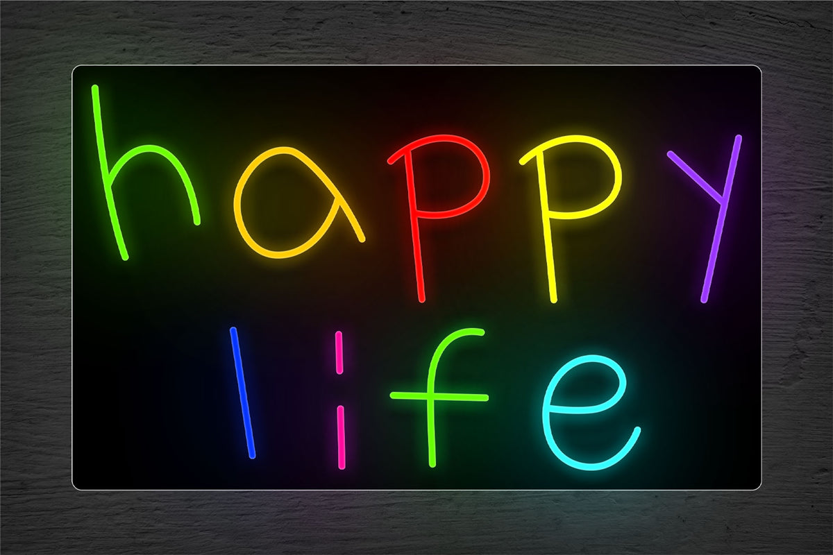 Multi-color &quot;Happy Life&quot; LED Neon Sign