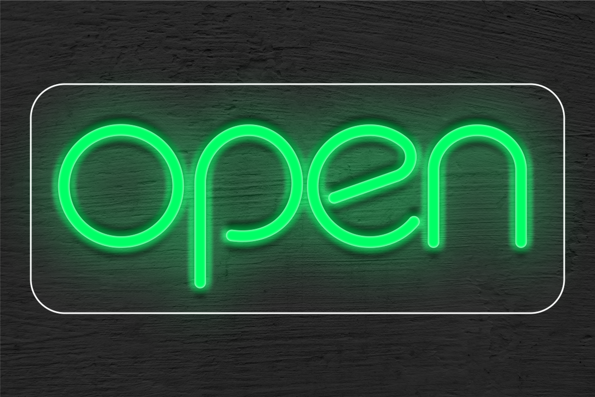 &quot;OPEN&quot; in All Lower Case LED Neon Sign